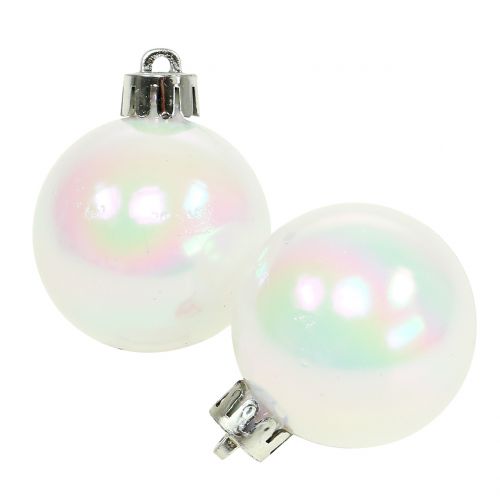 Floristik24 Julekugle hvid iriserende lille Ø4cm 16 stk