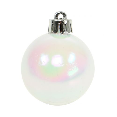 Floristik24 Julekugle hvid iriserende lille Ø4cm 16 stk