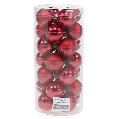 Floristik24 Julekugle Ø4cm rødglans/mat 24 stk