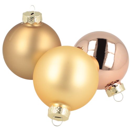 Floristik24 Julekugle trio guld &amp; rosé – elegant sæt med 3 med glans og stil 5 cm 24 stk.