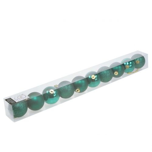 Floristik24 Julekugle smaragdgrøn blanding Ø6cm 10stk