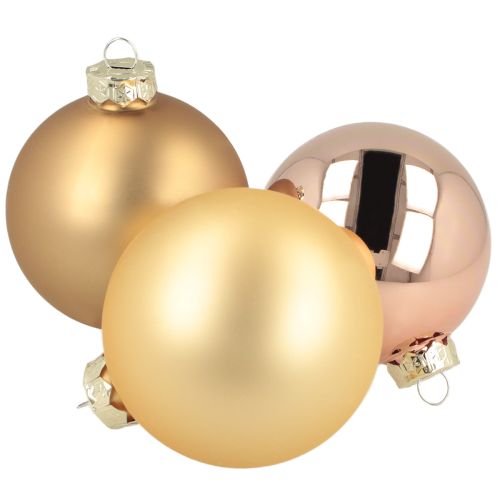 Glasjulekugler – matte og skinnende i guld, pink 7,5 cm 12 stk.