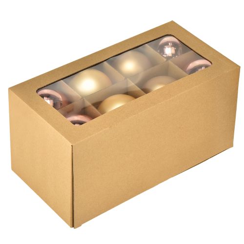 Artikel Glasjulekugler – matte og skinnende i guld, pink 7,5 cm 12 stk.
