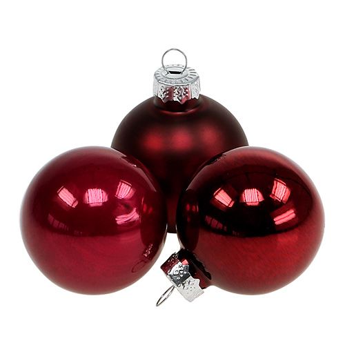 Julekugleglas Ø4cm Bordeaux mix 24 stk