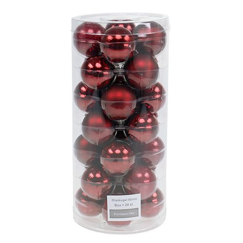 Artikel Julekugleglas Ø4cm Bordeaux mix 24 stk