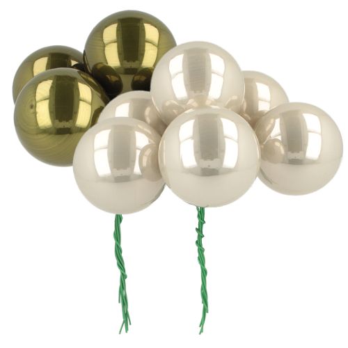 Floristik24 Julekugle glas spejl bær oliven sølv Ø40mm 32 stk