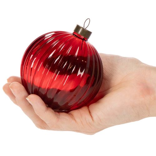 Julekugler, glas, røde, 8 cm, 12 stk. | Floristik24.dk