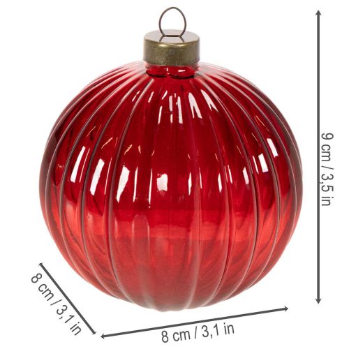 Julekugler, glas, røde, 8 cm, 12 stk. | Floristik24.dk