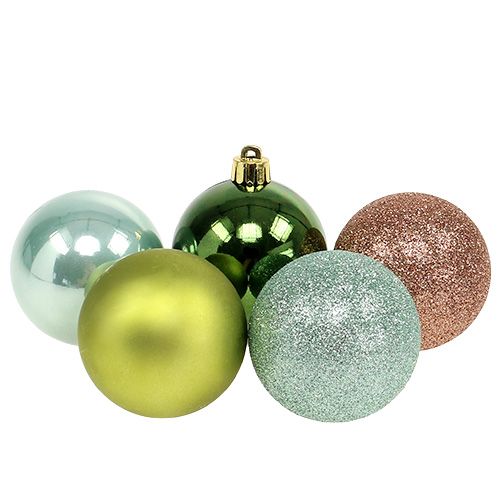 Julekugle plast Ø6cm grøn røv. 30stk