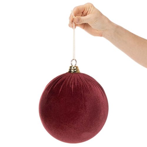 Stor rød julekugle i fløjlslook, 20 cm, 3 stk. | Floristik24.dk