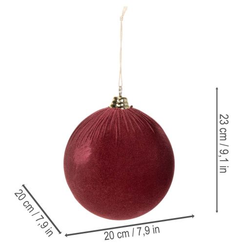 Stor rød julekugle i fløjlslook, 20 cm, 3 stk. | Floristik24.dk