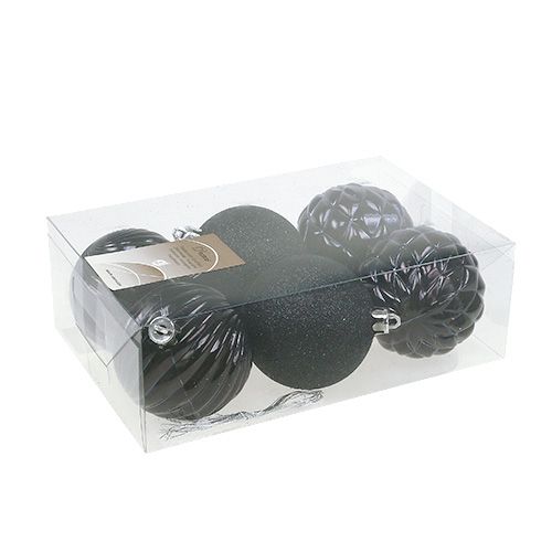 Floristik24 Julekugle sort blanding Ø7cm plast 6stk
