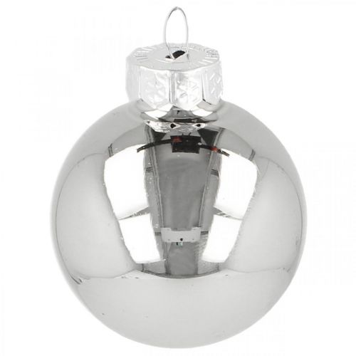 Artikel Mini julekugle, træpynt mix, adventsdekoration sort/sølv/perlemor H4,5cm Ø4cm ægte glas 24 stk.