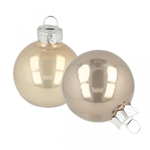 Floristik24 Juletræskugler, minitræskugler, julepyntmix beige/perlemor H4,5cm Ø4cm ægte glas 24 stk.