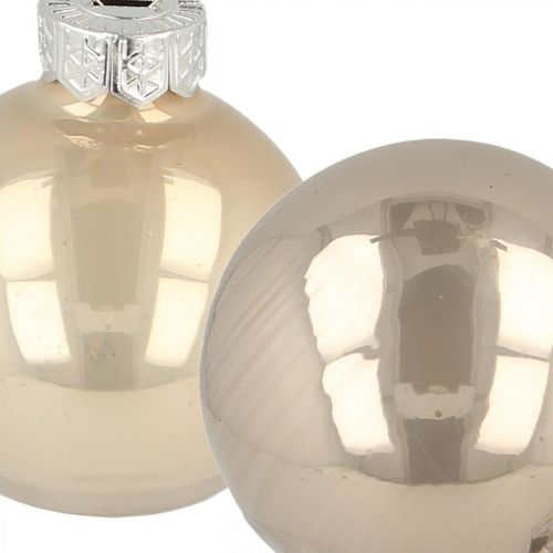 Floristik24 Juletræskugler, minitræskugler, julepyntmix beige/perlemor H4,5cm Ø4cm ægte glas 24 stk.