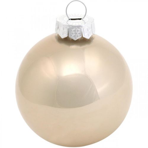 Floristik24 Juletræskugle, træpynt, julekugle beige/perlemor H6,5cm Ø6cm ægte glas 24 stk.
