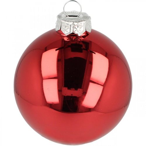 Floristik24 Juletræskugle, træpynt, julekugle rød H8,5cm Ø7,5cm ægte glas 12stk