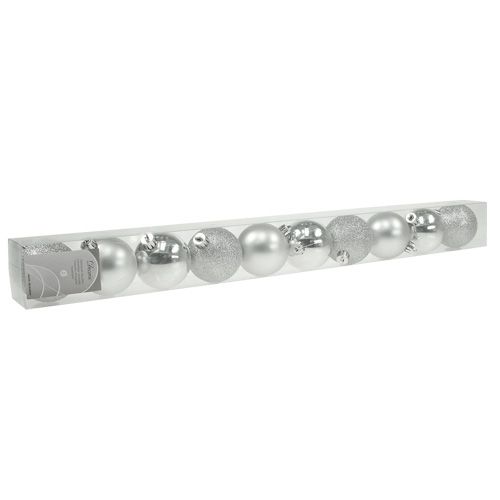 Artikel Julekugle plast sølv 6cm 10stk