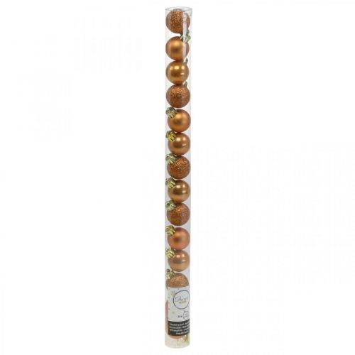 Floristik24 Mini juletræskugle, træpynt mix, julekugle orange Ø2,5cm plast 14stk