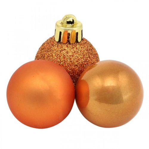 Floristik24 Mini juletræskugle, træpynt mix, julekugle orange Ø2,5cm plast 14stk