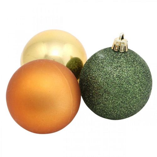 Floristik24 Julekugler, adventsdekorationer, juletræspynt orange / gylden / grøn Ø5,5cm plastik 10stk