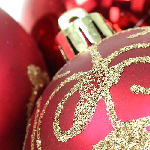 Floristik24 Julekugle plastik rubin Ø70mm 8stk