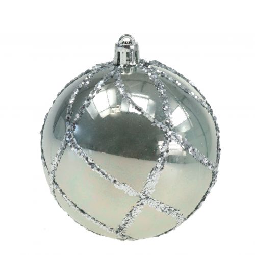 Floristik24 Julekugle plast sølv Ø8cm 2stk