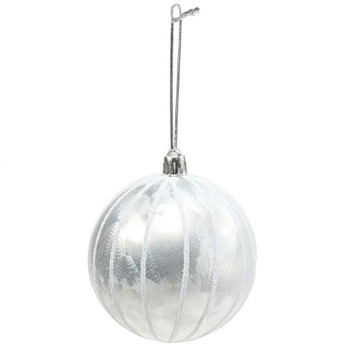 Julekugle plast hvid Ø8cm 2stk