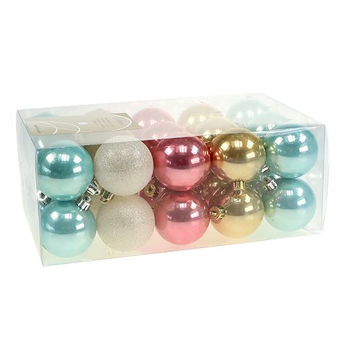 Floristik24 Julekuglesæt plast pastelfarvet Ø6cm 30stk