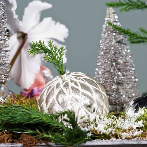 Floristik24 Julekugler med diamantmønster sølvmat, blank Ø8cm 2stk