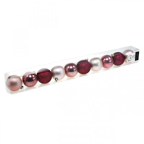 Floristik24 Julekugler, julepynt, trævedhæng rose / pink / pink Ø5,5cm plastik 10stk