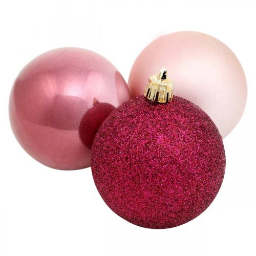 Julekugler, julepynt, trævedhæng rose / pink / pink Ø5,5cm plastik 10stk