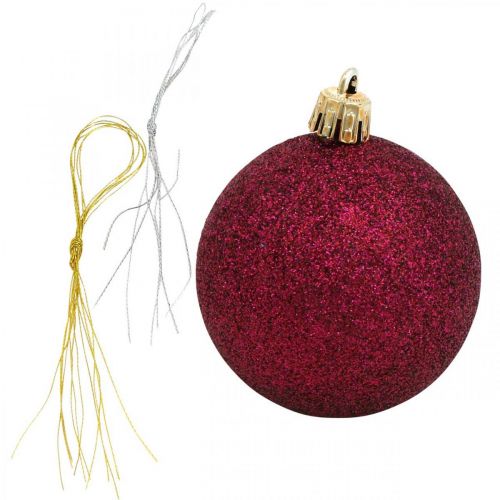 Floristik24 Julekugler, julepynt, trævedhæng rose / pink / pink Ø5,5cm plastik 10stk