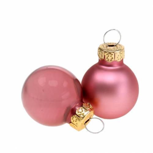 Floristik24 Mini julekugler gammelrosa assorteret Ø2,5cm 24 stk