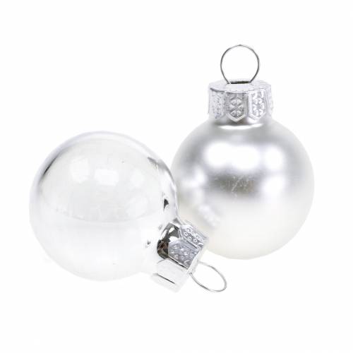 Floristik24 Mini julekugler sølv assorteret Ø2,5cm 24 stk