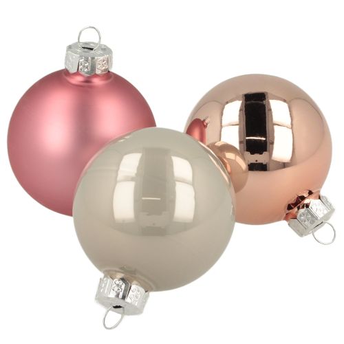 Julekugler glastrædekoration pink grå Ø50mm 24 stk