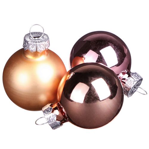 Artikel Julekugler glas pink abrikos mix mini Ø3cm 22 stk