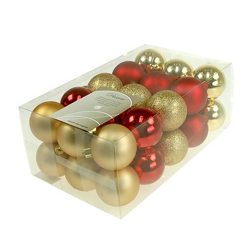 Floristik24 Julekugler guld, rød mix plast Ø6cm 30p