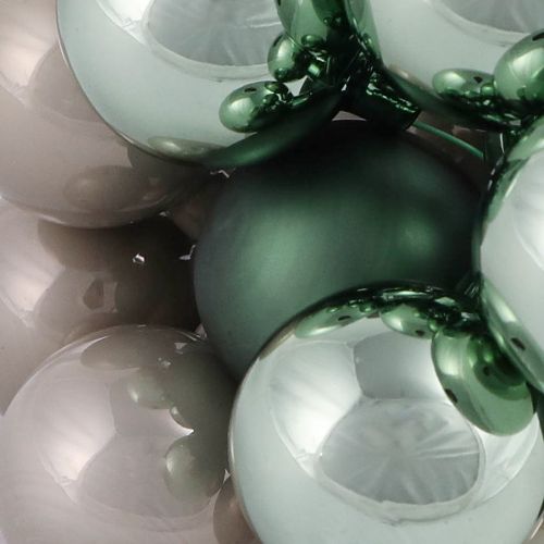 Artikel Julekugler på tråd af glas grøn grå Ø40mm 32 stk