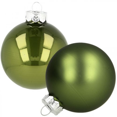 Artikel Julekugler af glasgrøn mix Ø6cm 24 stk