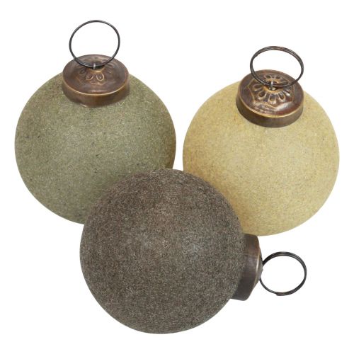 Artikel Julekugler glas flokkede gul/grøn/grå Ø6cm 3stk