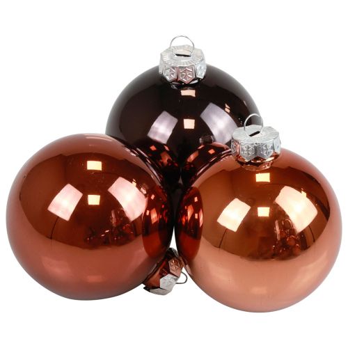 Floristik24 Julekugler glas brun mix trækugler blank Ø7,5cm 12stk