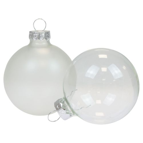 Julekugler glas klare uigennemsigtige juletræskugler Ø6cm 6 stk