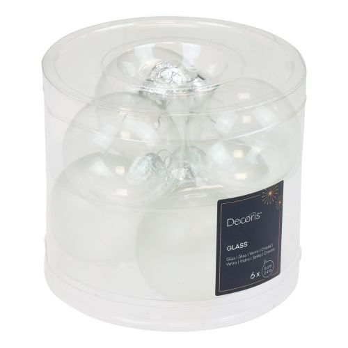 Floristik24 Julekugler glas klare uigennemsigtige juletræskugler Ø6cm 6 stk