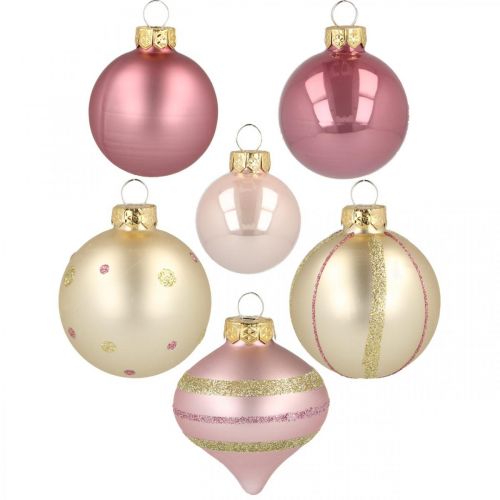 Floristik24 Julekugler glas pink gul assorteret Ø4,5-7cm 20 stk