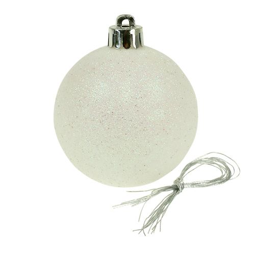 Floristik24 Julekugler plast hvid-perlemor Ø6cm 10st