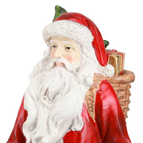 Artikel Julemandsfigur med kurv rød hvid grøn guld H36cm