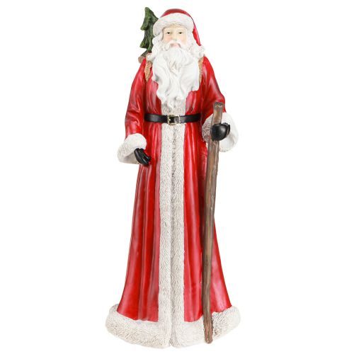 Artikel Julemandsfigur med kurv rød hvid grøn guld H36cm