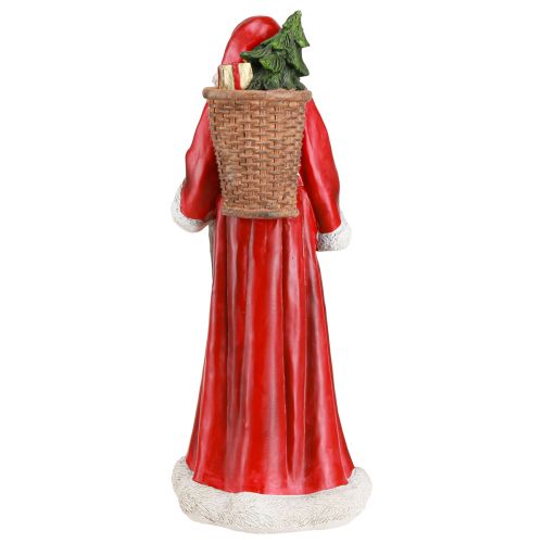 Artikel Julemandsfigur med kurv rød hvid grøn guld H36cm