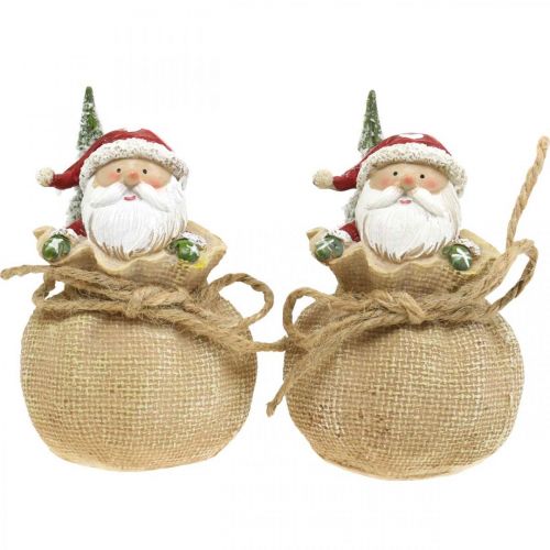 Artikel Dekorativ julemandsfigur i sæk Julepynt Ø8cm/H13cm 2 stk.
